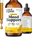 Suplemento de apoyo a los moodes orgánicos silvestres - gotas líquidas naturales para la energía positiva - Suplemento de la mente calma para mujeres y hombres - Ashwagandha no alcohol " Rhodiola Rosea Root Tintura para buen mood - 4 oz