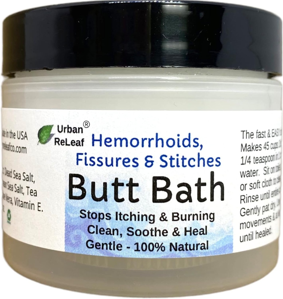 Urban ReLeaf Butt Bath! Hemorroides, Fissures & Stitches. Ayuda a picar " Quemarse. Limpio, calma. ¡El baño Easy Sitz! ¡Alivio rápido! Sopa suave de sal marina. suave, eficaz, 100% natural