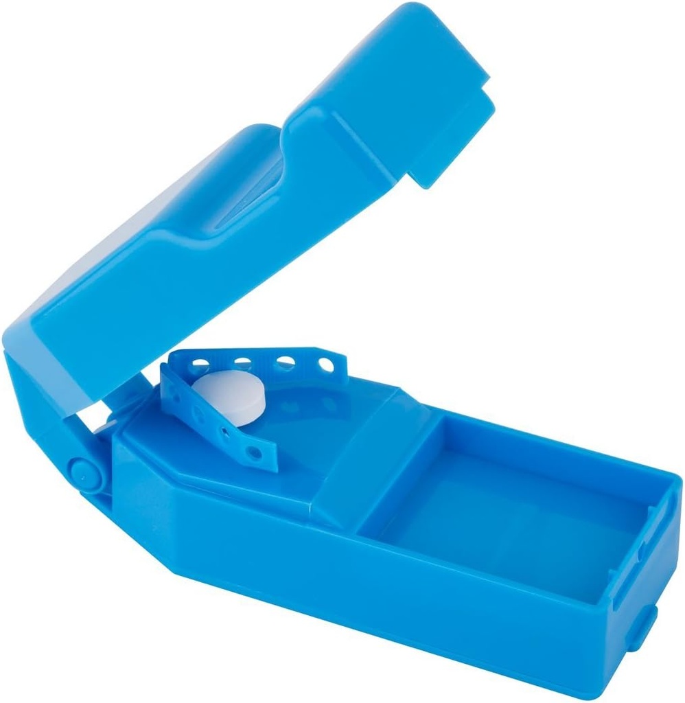 EZY DOSE Pill Cutter and Splitter with Dispenser, Cuts Pills, Vitaminas, Tablets, Steel Blade, Travel Sized, Safely Cut Pills and Vitamins, Easy to Use, Color May Vary, BPA Free