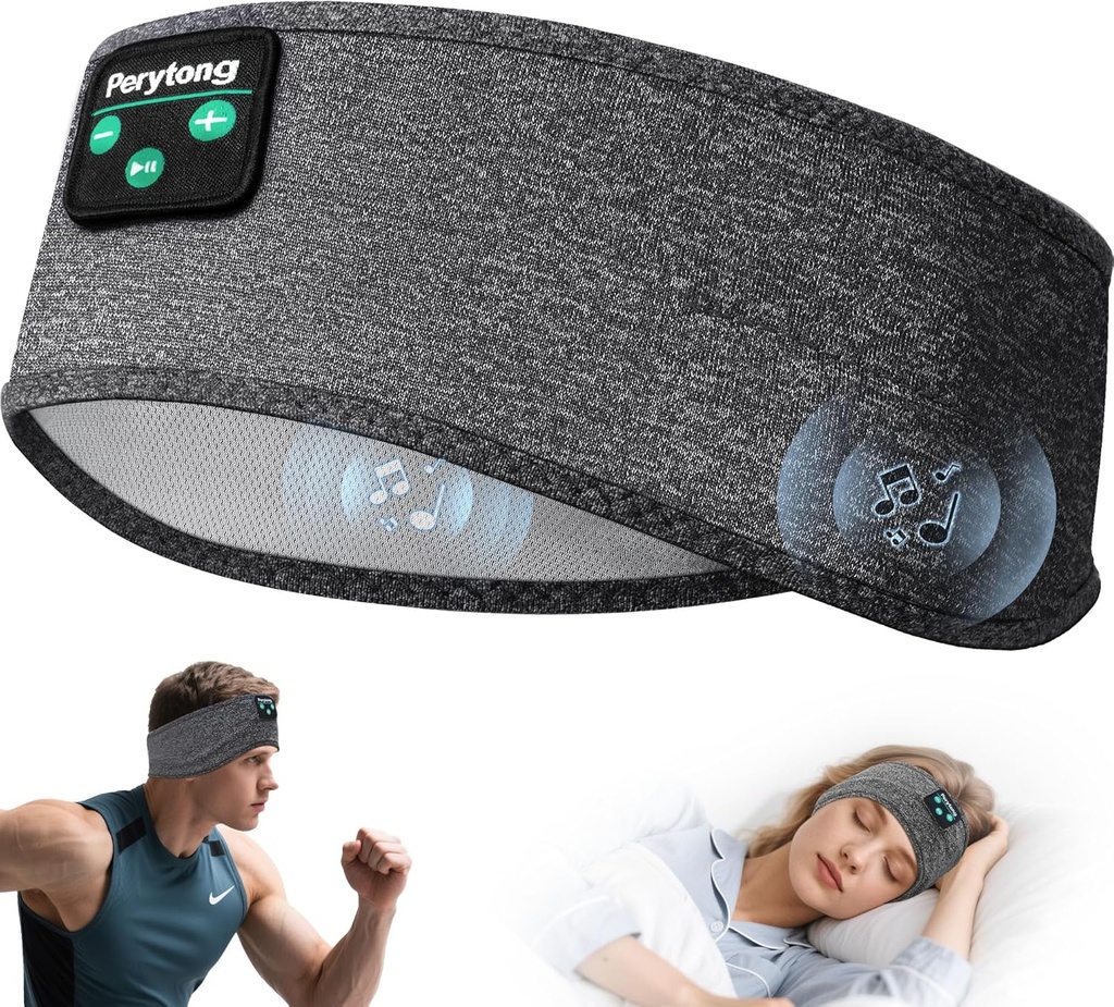 Auriculares para dormir de Perytong, Auriculares Bluetooth Deportivos con Altavoces de Stereo Ultra-Thin HD Perfecto para dormir, entrenamiento,Jogging,Yoga,Insomnia, Viajes aéreos, Meditación