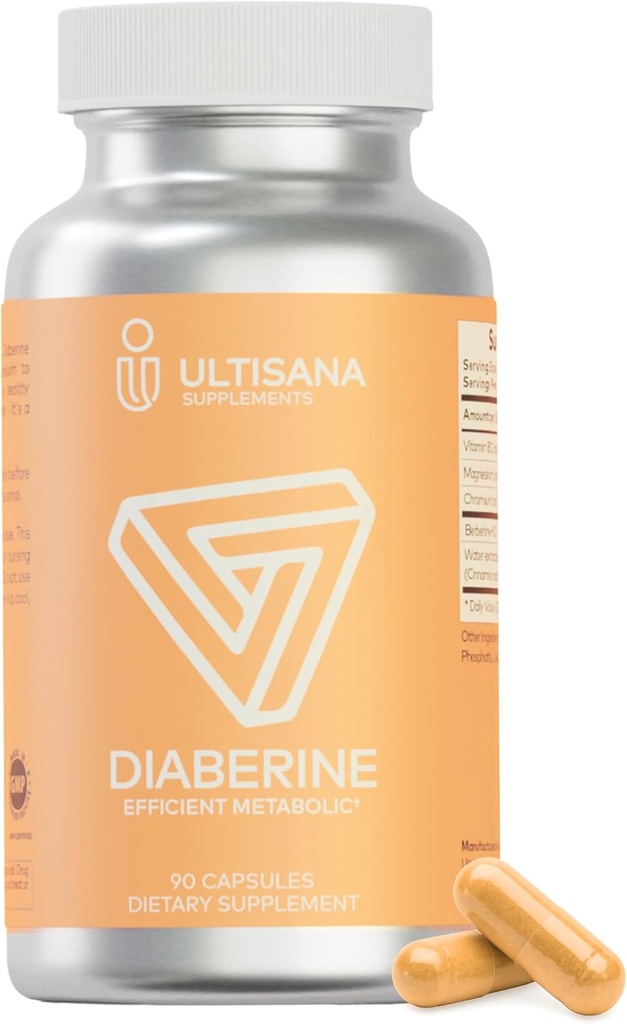Diaberine Berberine HCL Suplemento ← Apoya la salud del corazón, el poder energético, el metabolismo " Funciones inmunitarias ← Berberine 500mg con vitamina B12, magnesio " Chromium tención Non-GMO & Vegan, 90 Conde