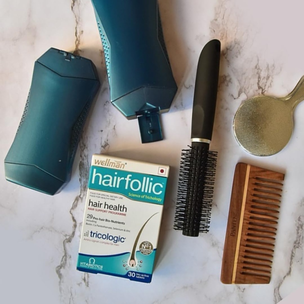 Hairfollic Hair Suplementos para Hombres ← 27 bionutrientes para el cabello sano, la barba y la piel, 30 Tablet