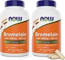 Ahora Bromelain 500 mg, 200 capsules Veg (Pack of 2) Suplemento - No GMO, Cápsulas Vegan 500 mg