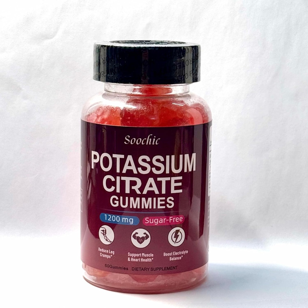 Gummies de Potasio Sooco - 1200mg Citrato de Potasio para Hombres - Apoyo Leg Cramps &amp; Muscle Health