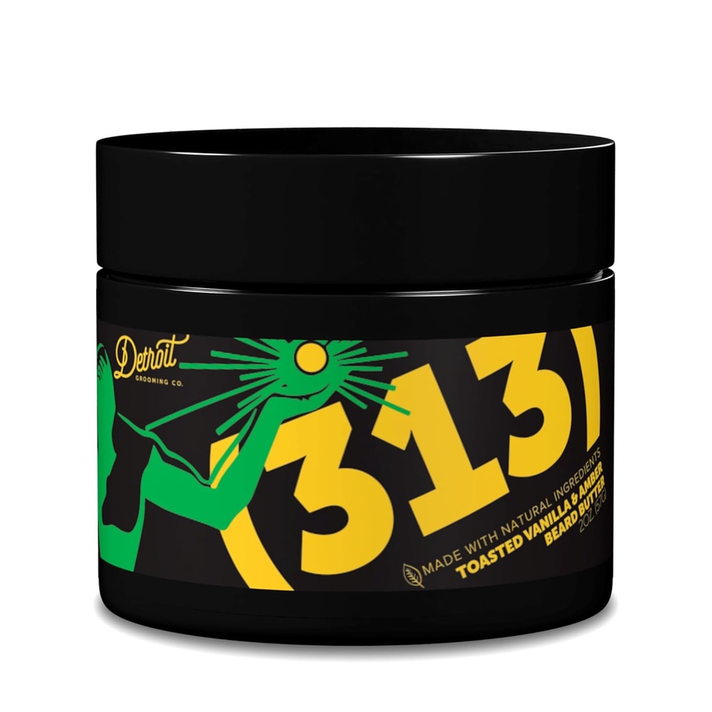Detroit Grooming Co. Butter de barba para hombres Silencioso suave, Thickens & hidratos con aceite de girasol " Manteca de mandioca  durable 313 Scent, 2oz