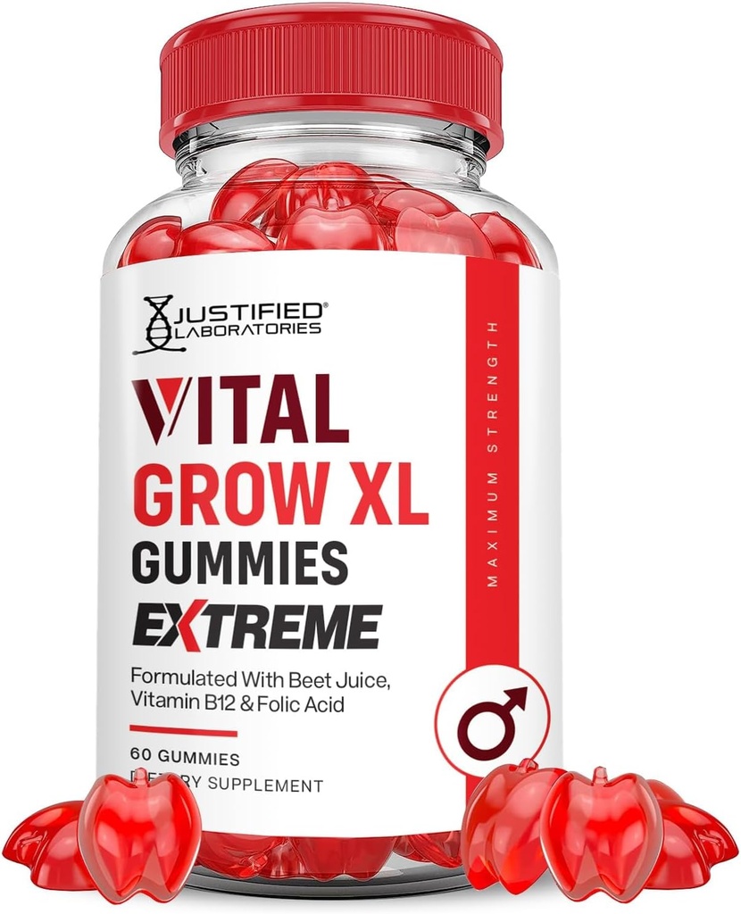 Laboratorios justificados Vital Grow XL Extreme 2000MG Performance Gummies Advanced Formulated with ACV Pomegranate Beet Juice Powder B12 Vegan Non GMO 60 Gummys