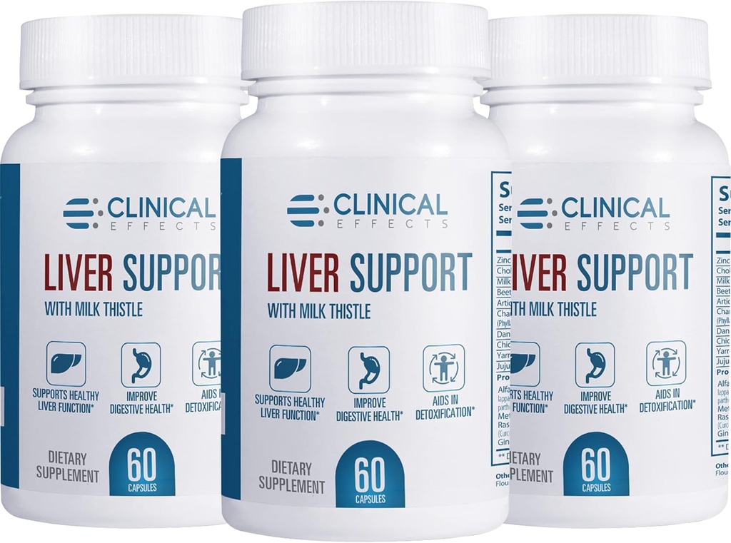Efectos clínicos: Soporte para el hígado - Natural Milk Thistle and Zinc Supplement - 3 Pack - Ayuda a desintoxicación y limpieza El hígado - apoya la función del hígado y la salud digestiva - Hecho en los EE.UU.