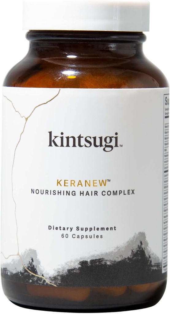 Kintsugi KeraNew Nourishing Hair Complex- Help Combat Signs of Aging Hair, Supplement for Strong, Voluminous Strands- Supports Healthy, Fuller Looking Hair w/ Keratin, Collagen, " Biotin (60 cápsulas)