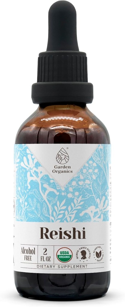 Reishi USDA Extracto Orgánica Libre de Alcohol ← Suplemento dietético, Tintura de alta potencia Silencio Natural Certificado orgánico Reishi Mushroom (Ganoderma Lucidum) (2 oz)