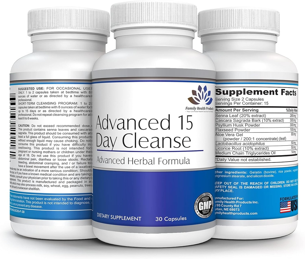 Colon Cleanse - Detox Pills for Women or Men, 15 Day Supplement with Probiotics Supplement Superfoods 15-Day Cleansers for Healthy Bowel Movements ← 30 Capsules, 15 Servings