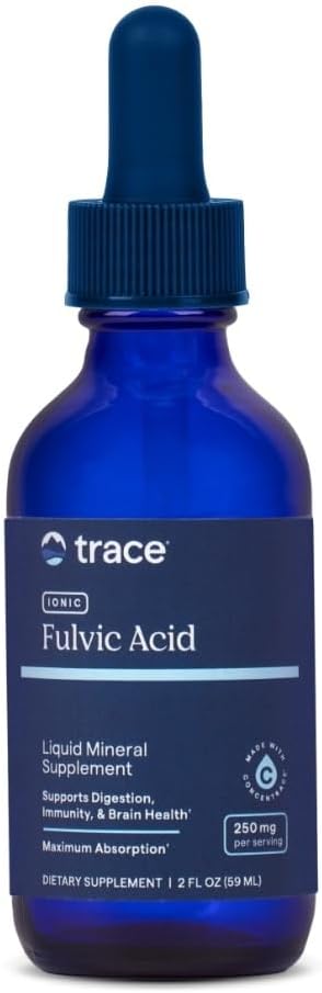 Trace Minerals Ionic Fulvic Acid 250mg - Essential Mineral Supplement to Support Hydration & Energy Production - Aids Muscle Endurance - Liquid Supplement for Healthy Digestion - 2 fl oz (59 Servings)