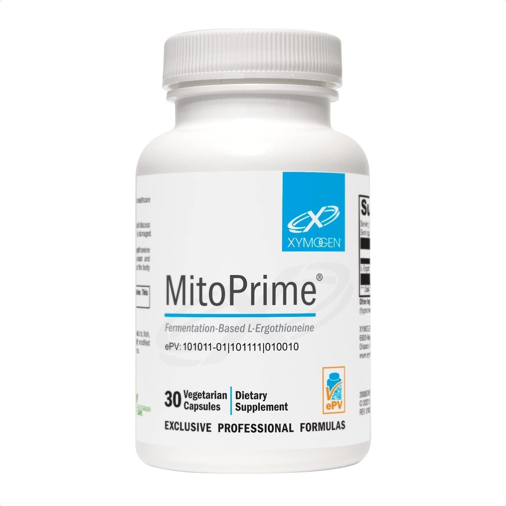 XYMOGEN MitoPrime - Fermentation-Based L Ergothioneine - Suplemento Antioxidante para apoyar la salud cerebral + Ya-Healthy Glutathione Niveles en el cuerpo (30 cápsulas)