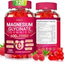 Magnesium Glycinate Gummies 600mg, Azúcar Gummies de Magnesio Gratuito para Adultos con L-Threonate, Suplementos de Potasio Chewable para el Apoyo Corporal, Dormir y Relajar, 120 Condes