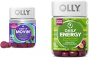 OLLY Constipation Relief 30ct, Energy Gummy 60ct - Rhubarb Prunes Amla Berry, B12 CoQ10 Goji Tropical