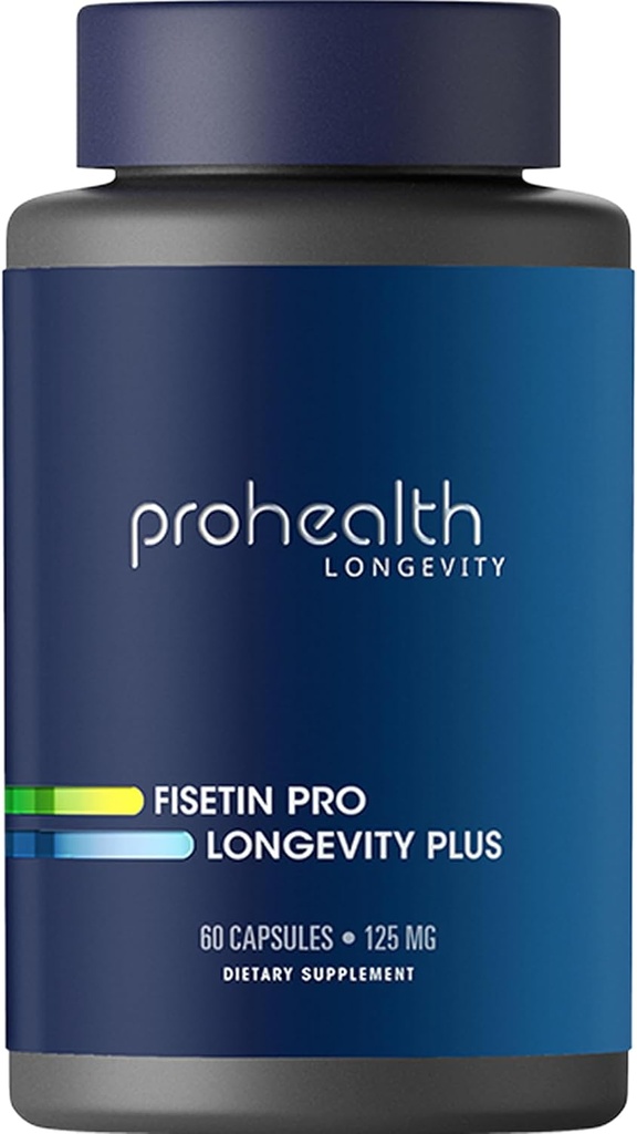 ProHealth Fisetin Supplements-15X Better Absorption from Polyphenol Blend + MCT Oil. 3rd Party Tested Pure. USA Manufactured. Antioxidante potente + senolítica. Suplemento de Fisetin 125mg X 60
