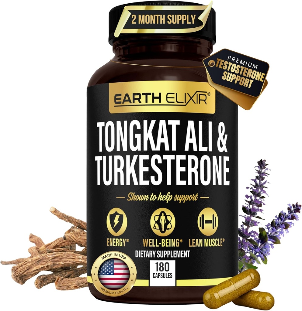 Turkesterone Tongkat Ali para Hombres y Mujeres – 2-en-1 Natural Testosterone Support for Energy & Fitness - High Potency Turkesterone Suplemento para Hombres con Tongkat Ali – Pure Non-GMO Formula