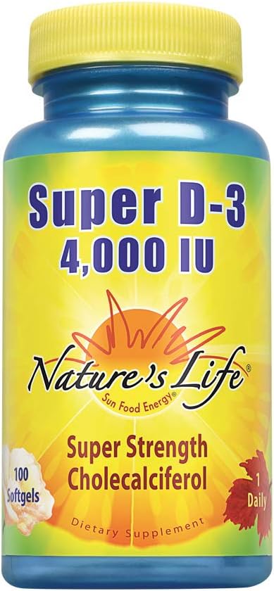 Vida de la Naturaleza Super D-3 4000 UI ← High Potency Vitamin D Supplement TEN may Support Healthy Bones, Teeth &amp; Immune System TEN 100 Softgels