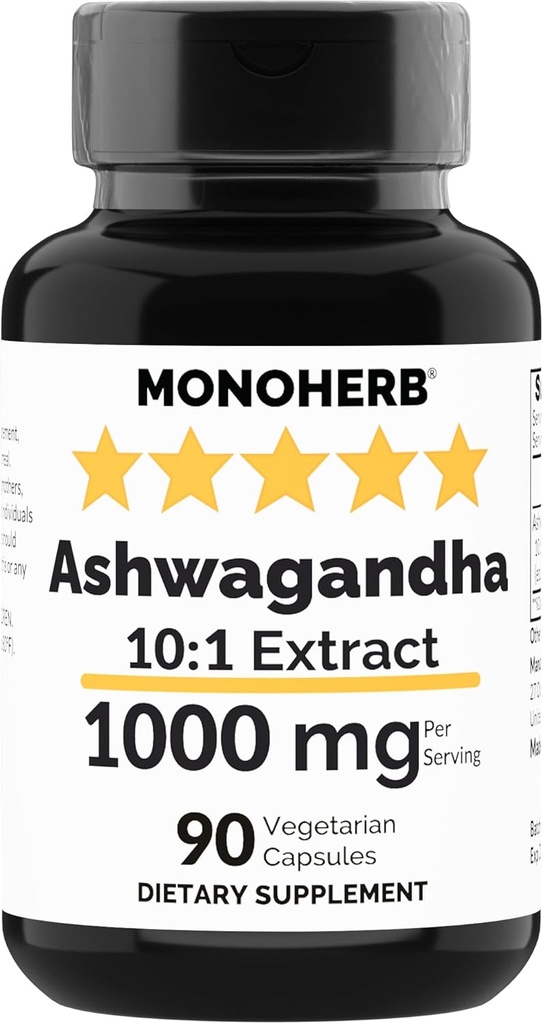 MONOHERB Ashwagandha Extract 1000 mg - 90 Vegetarian Capsules