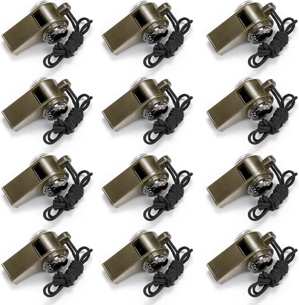 Kingrol 12 Empaquetaduras de seguridad para adultos, Whistles de emergencia alto con patio para embarcaciones, senderismo, camping y escalada