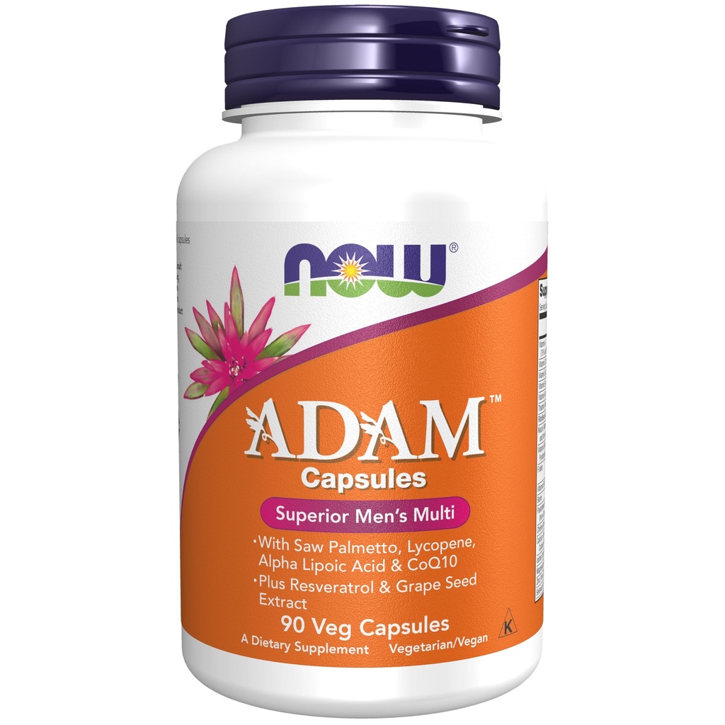 AHORA Suplementos de alimentos, Multivitamina de hombres ADAMTM con Saw Palmetto, Lycopene, Ácido lipoico alfa y CoQ10, además Resveratrol natural & Grape Seed Extract, 90 Veg Capsules