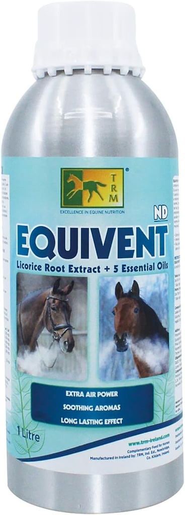 TRM Equivent ND Liquid Horse Feed Suplemento con 5 Aceites Esenciales para Respirar Saludable TENIDO Reducir Inflamación y Congestión - 33.8 fl oz (1 Liter) - 33.8 fl oz