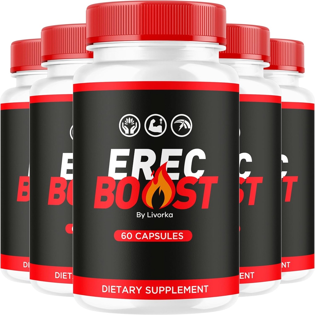 (5 Pack) ErecBoost Capsules, Suplemento de cápsulas originales Pastillas - Fórmula avanzada, 300 cápsulas para 5 meses