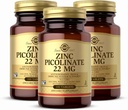 Solgar Zinc Picolinate 22 mg, 100 Tablets (Pack of 3) - Promueve la Esquía Saludable - Soporta el Sistema Inmunitario, Normal Sabor & Visión - Antioxidante - No GMO, Vegan, Gluten Gratis, Kosher - 300 Total Servings