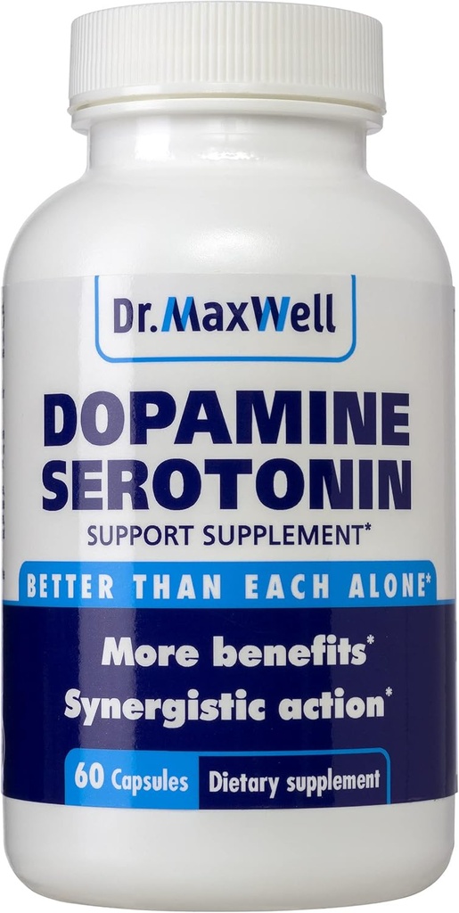 Suplementos de serotonina y dopamina, mejor que Dopamina o Serotonina únicamente. Ayuda a mantener los niveles normales de neurotransmisor. Mucuna Pruriens, 5-HTP, 60 Capsules Mujeres Hombre