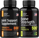 Bone and Joint Fortification - Joint " Knee Support Supplements, Bone Strength Supplements - Turmeric Glucosamine Chondroitin MSM 800mg 60pcs and Calcium Supplement 500mg 90pcs
