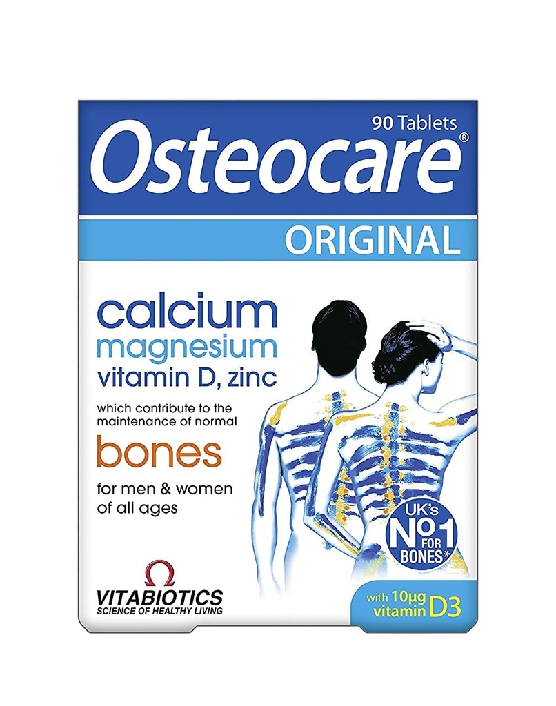 Vitabióticos Osteocare Calcio 800 mg con Vitamina D3, Magnesio y Zinc - Sanidad Hueso e Inmunidad Suplemento Multivitamina para Hombres y Mujeres - 90 Tabletas