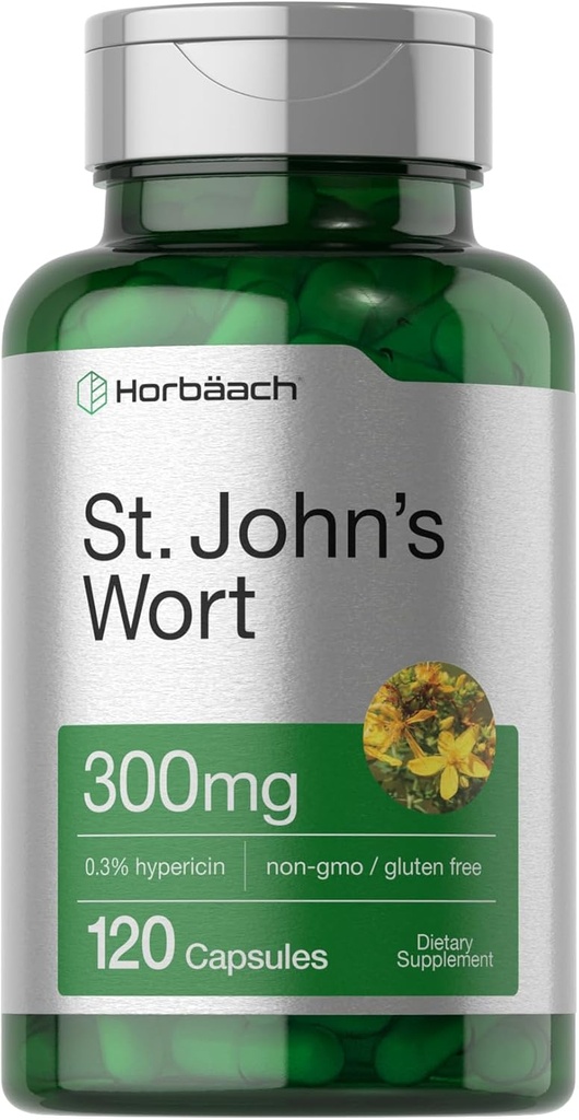Horbäach St John's Wort Capsules 300mg Silencio 120 Conde ← Non-GMO, Gluten Free ← Herbal Extract