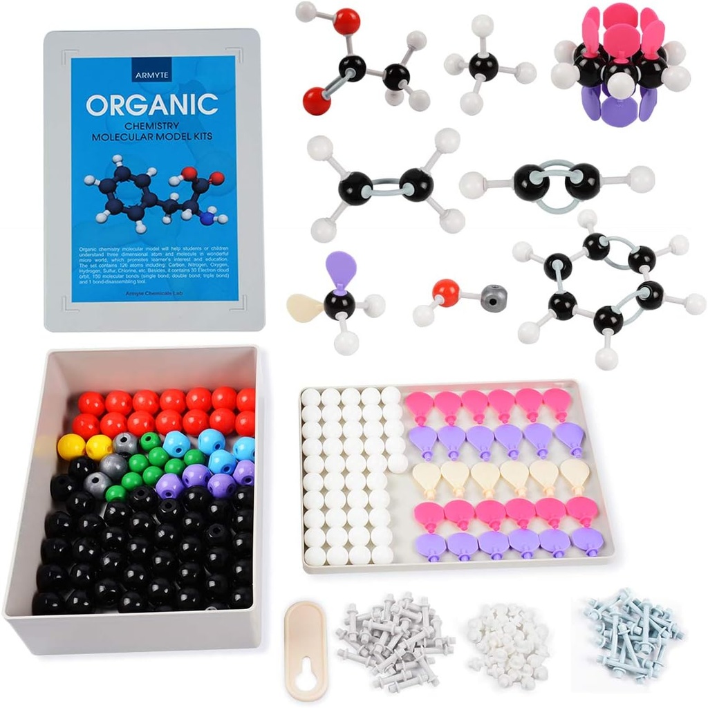 Organic Chemistry Model Kit (307 PCS) – Armyte Chemistry Molecular Model for Teacher Student and Young People Academic Chemistry Education, Pack with Atoms, Bonds, Electron Orbital (Colorful)