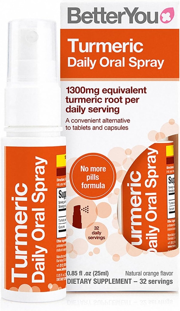 MejorYou Turmeric Oral Spray - Natural Liquid Turmeric Suplemento - una alternativa fácil, cómoda de la píldora - Natural Orange Flavor - 0,85 oz