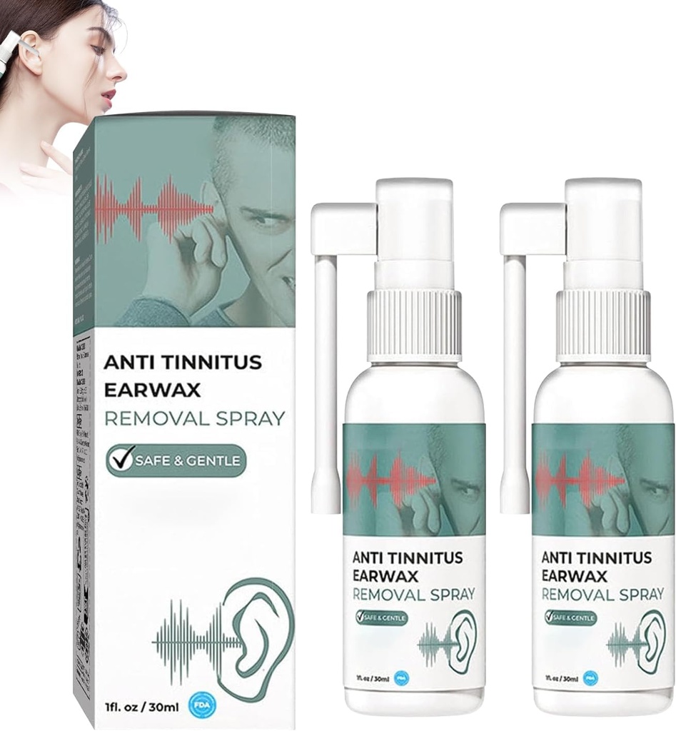 Spray de restauración de oídos, spray de eliminación de éraxtas anti Tinnitus, spray de limpieza de óxido de cera, radio de Tinnitus para el oído (2PCS)