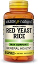 MASON NATURAL Red Yeast Rice, apoya la circulación de sangre y salud cardíaca, suplemento herbal, 60 cápsulas