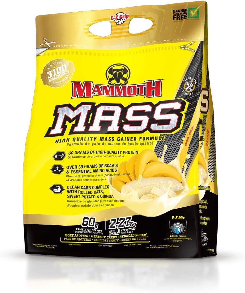Interactive Nutrition Mammoth Mass Supplement, 5 lbs, Banana, 2.2kg Banana