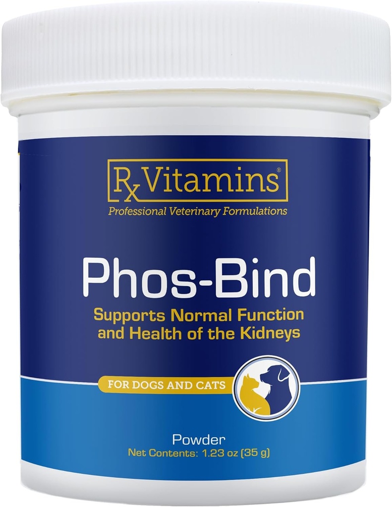Vitaminas Rx Phos-Bind - Apoyo al riñón Suplemento Polvo - Phosphate Binder for Cats & Dogs for Kidney Health - Supports Normal Kidney Cleanse and Essential Kidney Care - 35g