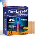 Re-Vivido 4% Lidocaine Patches Maximum Strength - Aluminum-Free, Water Resistant and USA Made -Superior Sticking Pain Relief Patches Quickly Relieves Back, Joints and Muscle Pain-3x6 Inches (31 Conde)