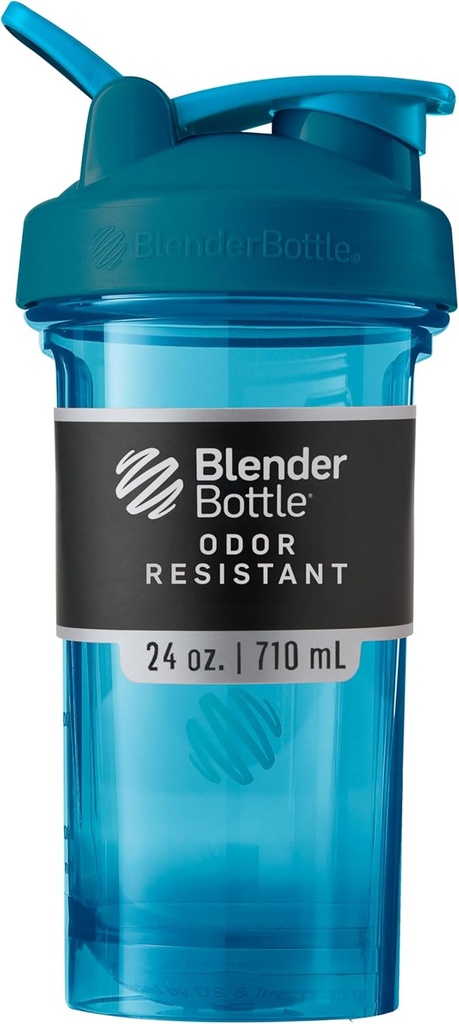 BlenderBottle Shaker Bottle Pro Series Perfecta para Protein Shakes y Pre Workout, 24-Once, Ocean Blue