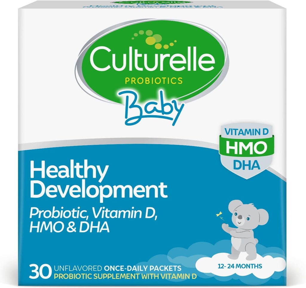 Culturelle Baby Healthy Development Probiótico, Vitamina D,HMO & DHA Packets, ayuda a promover un sistema saludable de inmunes complejos* en bebés " niños de edad 1+,Gluten Free " Non-GMO, 30 Conde (Pack of 1)