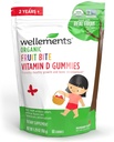 Wellements Organic Fruit Bite Vitamin D Gummies ← Vitamina D3 Gummy for Kids, Suplemento para el crecimiento saludable y desarrollo de los huesos*, Raspberry Flavor tención 60 Day Supply, Ages 2+