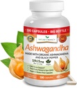 UDAF Verificado Ashwagandha orgánica con Pepper negro - 180 cápsulas - 1965mg fuerza adicional para estrés, sueño, orina, tiroides, enfoque, cabello, pólvora extracto de raíz vegano - Hombres y mujeres suplementos