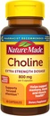 Nature Made Extra Strength Dosage Choline Suplementos 800 Mg Per 3 Capsules, Brain Health, Mood, Muscle & Liver Support, Vegetarian, 60 cápsulas, 20 Day Supply