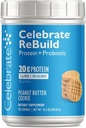 Celebrar vitaminas Rebuild pólvora de proteínas con probióticos " Prebióticos - 20g Whey Isolate Proteína, fibra alta, para pacientes de cirugía post-bátrica - PB Cookie (15 Servimientos)
