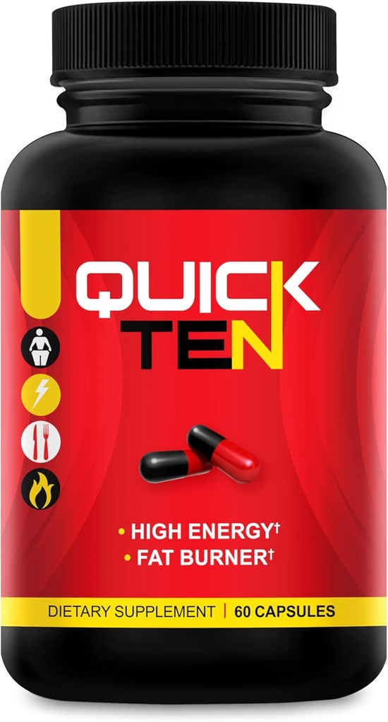 Quick Ten - Las mejores píldoras de pérdida de peso - Metabolismo Natural Booster, Appetite Suppressant, Fat Burner Pills - Premium Diet Pills for Women and Men - Energy and Focus Blend - 60 cápsulas