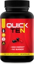 Quick Ten - Las mejores píldoras de pérdida de peso - Metabolismo Natural Booster, Appetite Suppressant, Fat Burner Pills - Premium Diet Pills for Women and Men - Energy and Focus Blend - 60 cápsulas