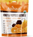 Honey and Propolis Lozenges Orange Flavor, Freshens Breath - Soothes a Throat- Immune Support with Vitamin C, Vitamin D and Zinc, 20 Count