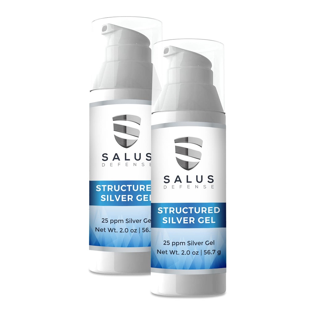 Gel de plata estructurada — Útil para Bandages - Natural Hand Sanitizer - Mejor que Colloidal Silver - 2 Ounce 25ppm Seguro para Todos. (2 Pack)