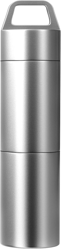 Caja pequeña de pill (2 Compartments Design), Portable Metal Pill Holder Keychain Waterproof Pill Box Container Mini Acero inoxidable Pill Organizer for Travel Purse Pocket