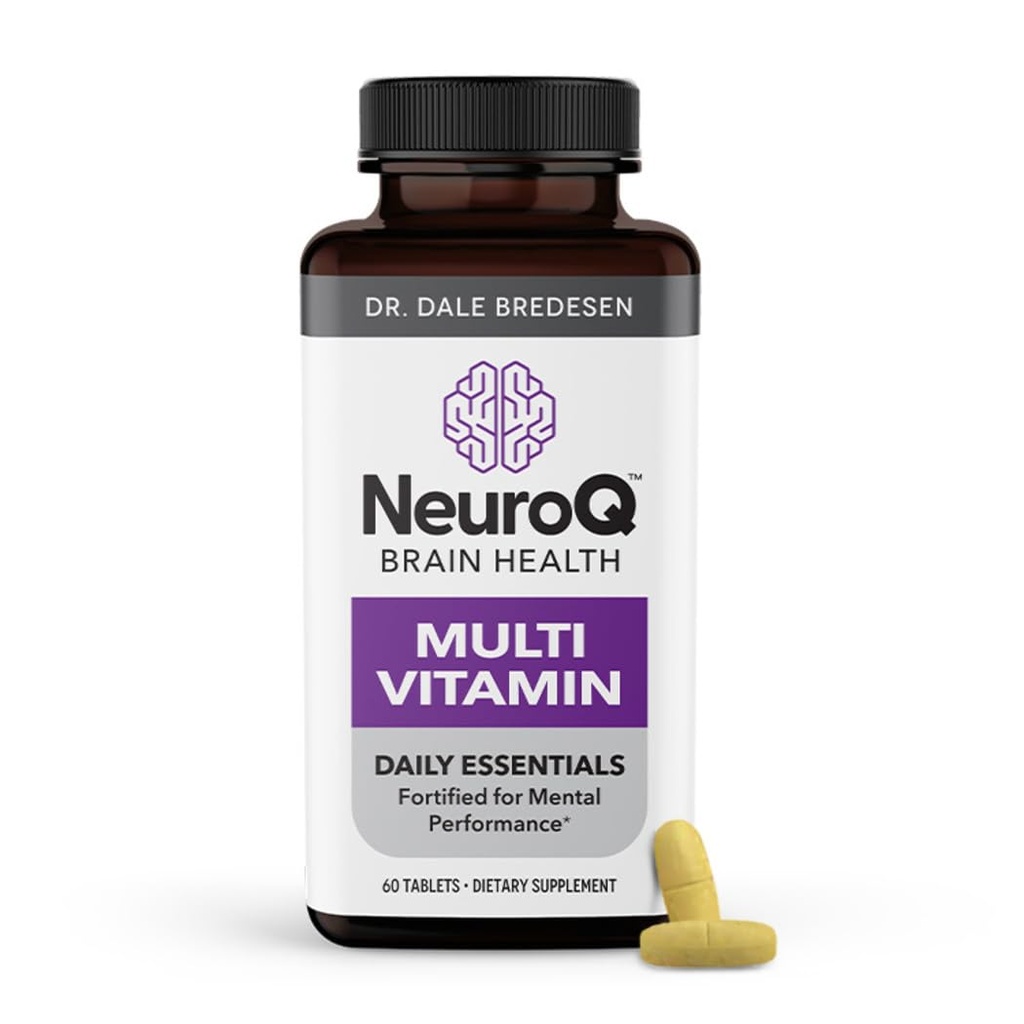 LifeSeasons NeuroQ Daily Essentials Multivitamin - Fortified Mental Performance &amp; Global Wellness - Mejorar la memoria & Focus - B-Complex, Vitamina D, Folate, CoQ10, Pantothenic Acid &amp; Más - 60 cápsulas
